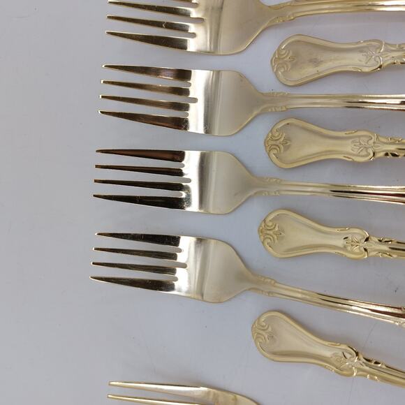 Alco Gold Tone Flatware Hollywood Regency 18 Pcs. Forks - Picture 6 of 16